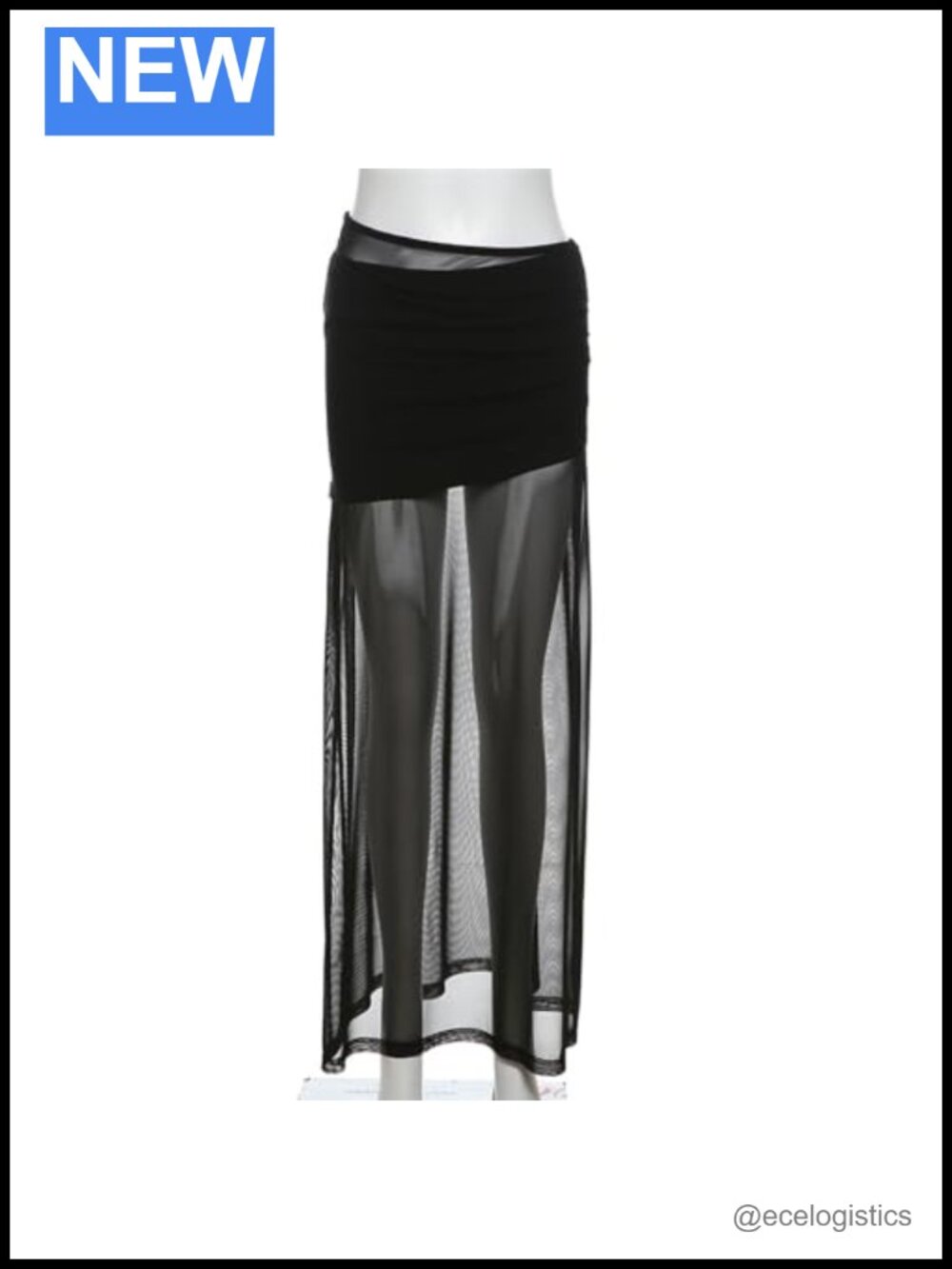 Low Waist Sheer Mesh Maxi Skirt See Through Bodycon - Picture 4 of 6